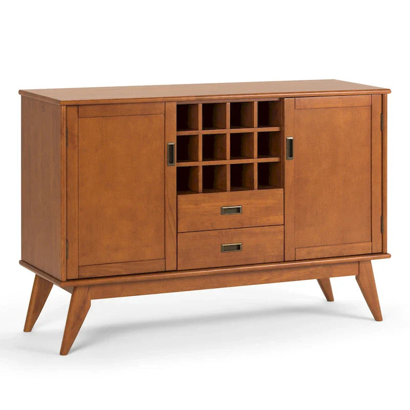 WYNDENHALL Tierney Buffet/Bahut et casier à vin en bois massif de 54 pouces de large, style Mid-Century - 54 L x 17 P x 36 H