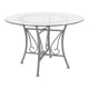 Table à manger ronde en verre de 45 po avec accents en spirale et cadre en métal mat - 45 larg. x 45 prof. x 29 haut. - 45 larg. x 45 prof. x 29 haut.