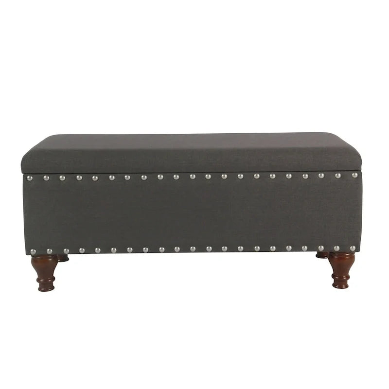 Banc de rangement capitonné en lin Raush Copper Grove