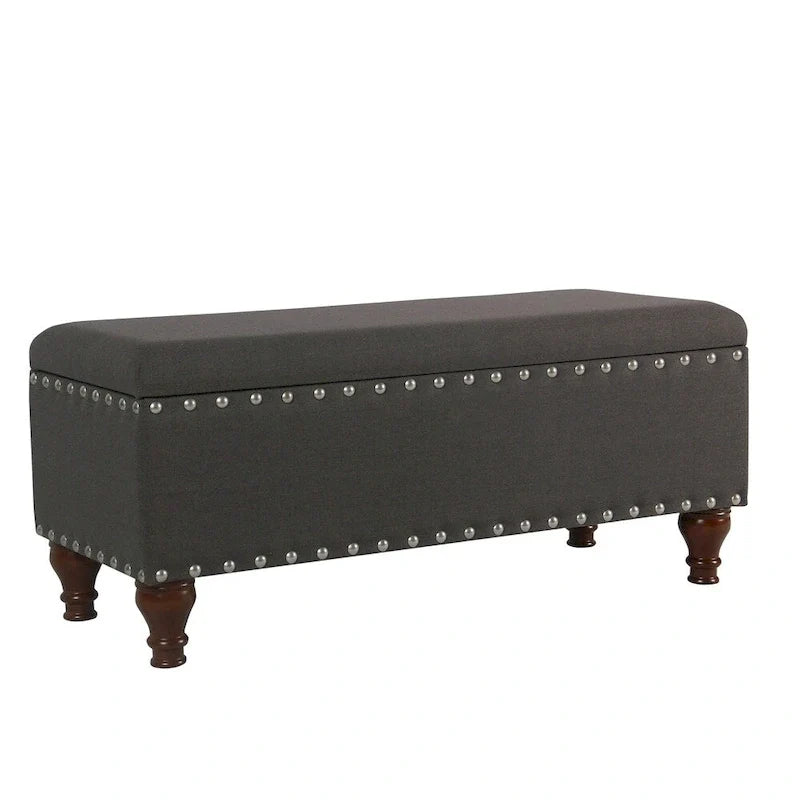 Banc de rangement capitonné en lin Raush Copper Grove