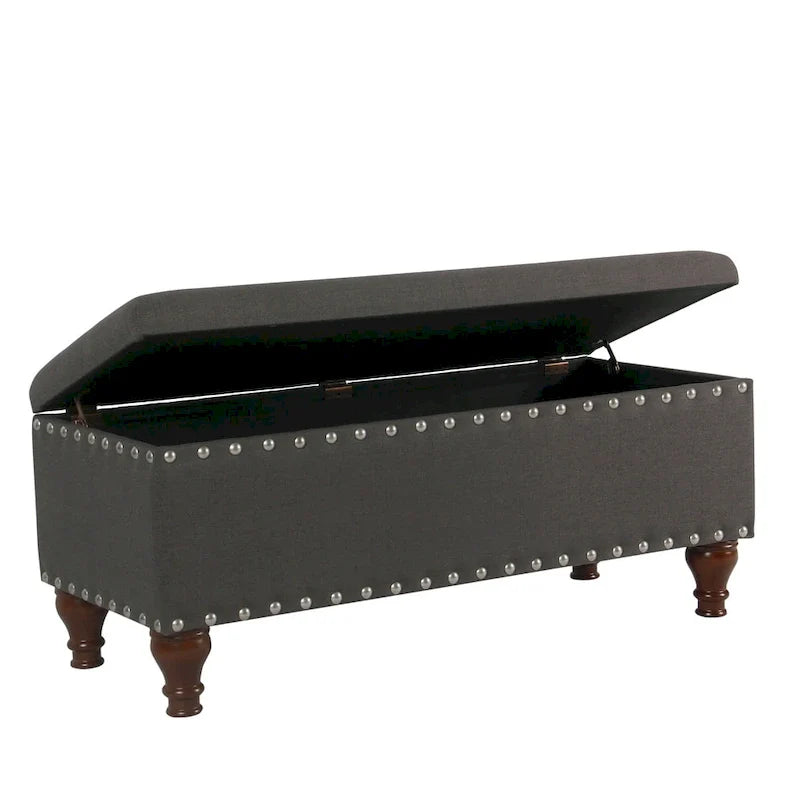 Banc de rangement capitonné en lin Raush Copper Grove