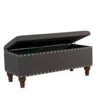 Banc de rangement capitonné en lin Raush Copper Grove