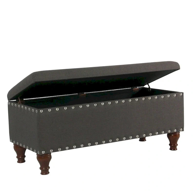 Banc de rangement capitonné en lin Raush Copper Grove