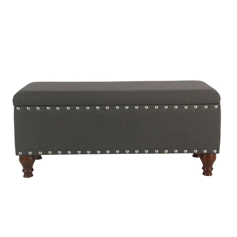 Banc de rangement capitonné en lin Raush Copper Grove