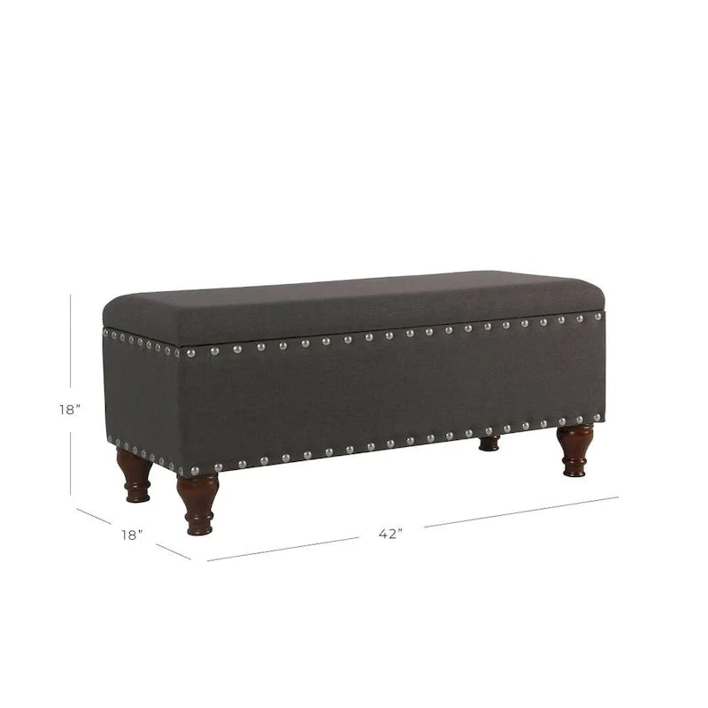 Banc de rangement capitonné en lin Raush Copper Grove