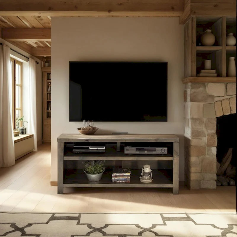 Meuble TV Bridgevine Home Joshua Creek 48 pouces pour TV jusqu'à 55 pouces, sans assemblage requis, finition Barnwood