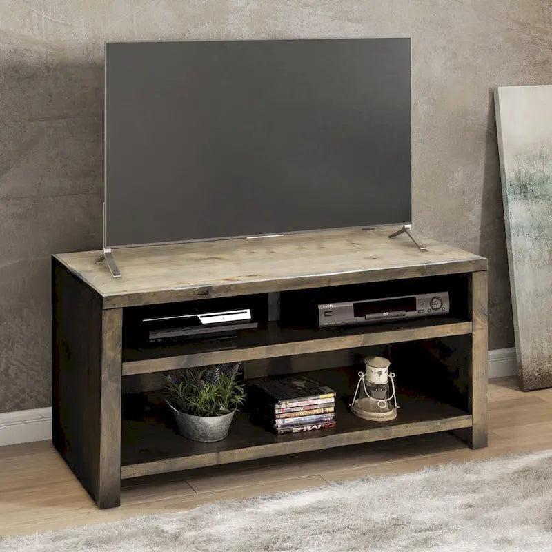 Meuble TV Bridgevine Home Joshua Creek 48 pouces pour TV jusqu'à 55 pouces, sans assemblage requis, finition Barnwood
