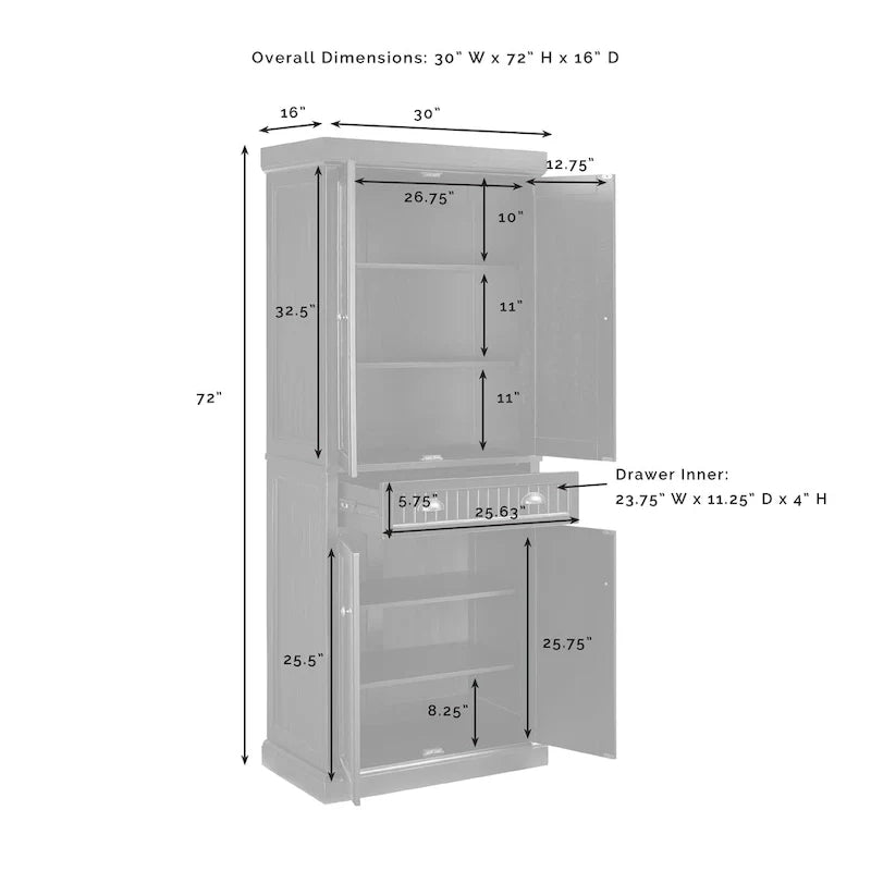 Crosley Seaside Pantry - 30 L x 16 P x 72 H
