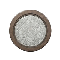 Table cocktail ronde en tuile de plafond Heartland blanc antique et tabac