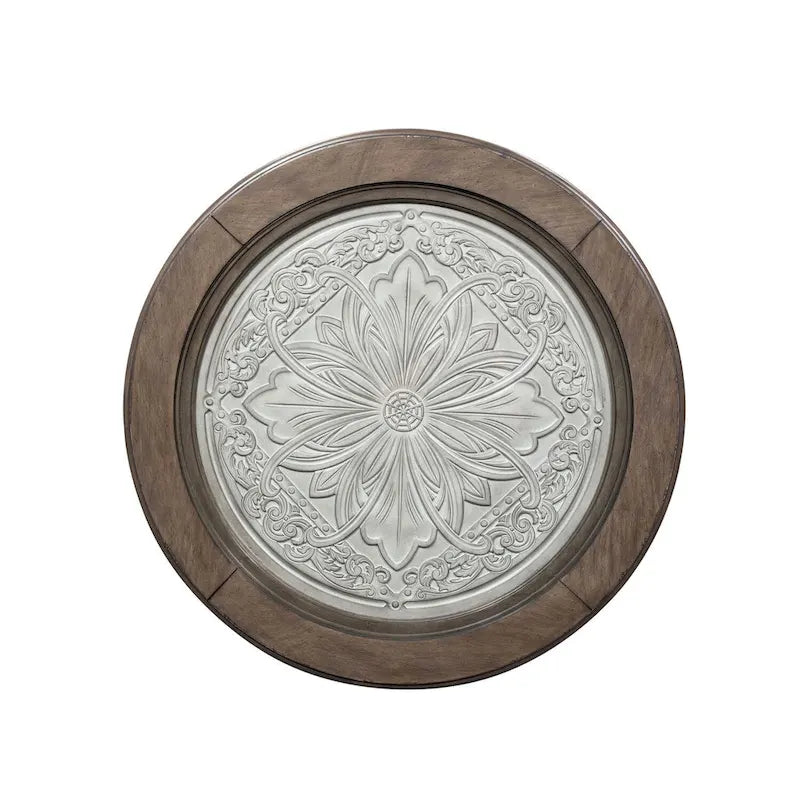 Table cocktail ronde en tuile de plafond Heartland blanc antique et tabac