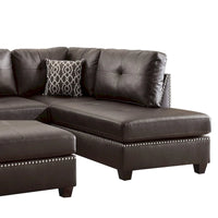 Ensemble sectionnel 3 pièces en cuir reconstitué moelleux, brun
