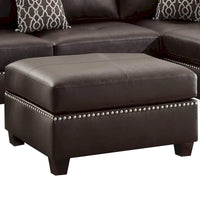 Ensemble sectionnel 3 pièces en cuir reconstitué moelleux, brun