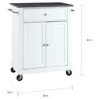 Chariot/îlot de cuisine Crosley avec finition blanche/dessus en granit noir massif - 18p x 31l x 35,5h