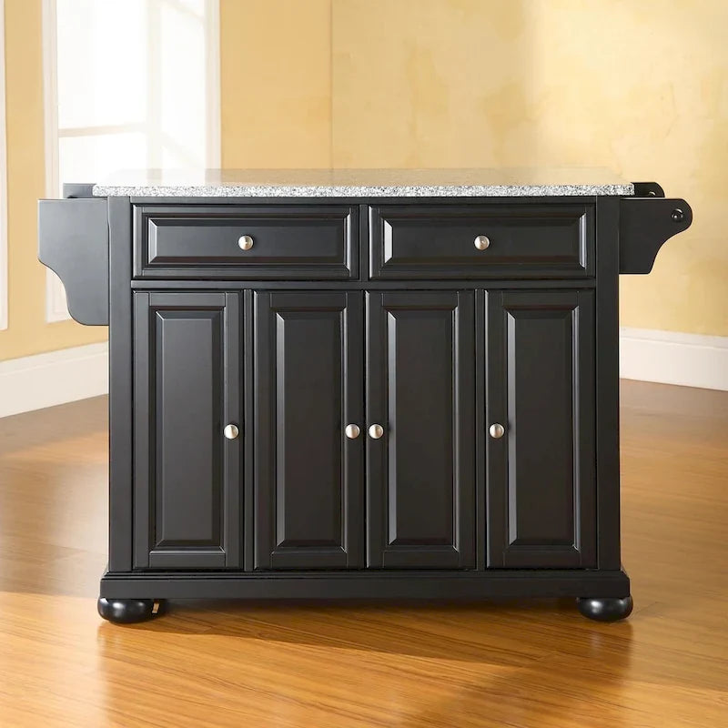 Îlot de cuisine Crosley Alexandria avec plateau en granit massif noir - 51,5 L x 18 P x 34 H