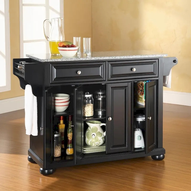 Îlot de cuisine Crosley Alexandria avec plateau en granit massif noir - 51,5 L x 18 P x 34 H