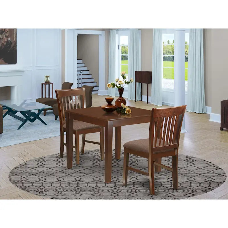 Ensemble de table de salle à manger East West Furniture comprenant une table de cuisine carrée et des chaises, acajou