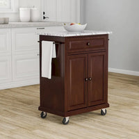 Crosley Chariot et îlot de cuisine compacts vintage en acajou avec plateau en granit massif – 31 larg. x 18 prof. x 35,5 haut.