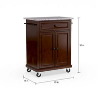 Crosley Chariot et îlot de cuisine compacts vintage en acajou avec plateau en granit massif – 31 larg. x 18 prof. x 35,5 haut.