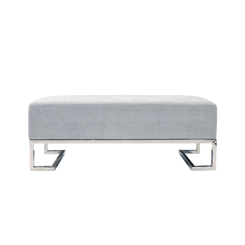 Banc Pasargad Home Luxe rembourré en acier inoxydable - L48xP16.5xH17.6