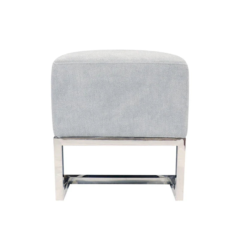 Banc Pasargad Home Luxe rembourré en acier inoxydable - L48xP16.5xH17.6