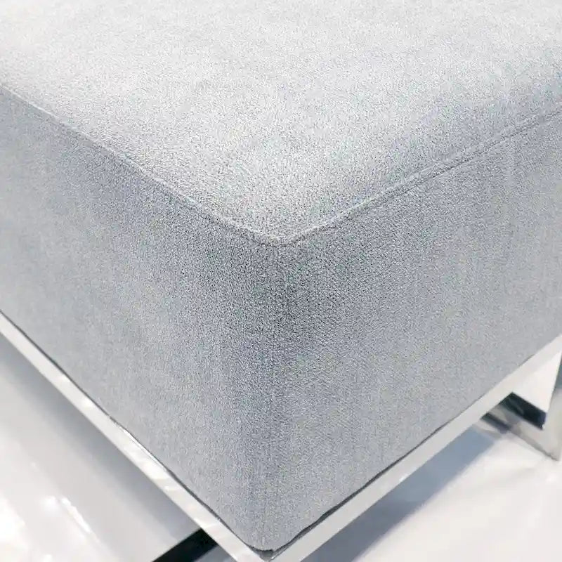Banc Pasargad Home Luxe rembourré en acier inoxydable - L48xP16.5xH17.6