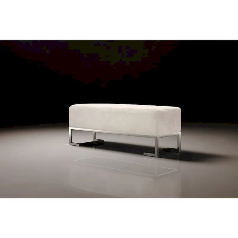 Banc Pasargad Home Luxe rembourré en acier inoxydable - L48xP16.5xH17.6