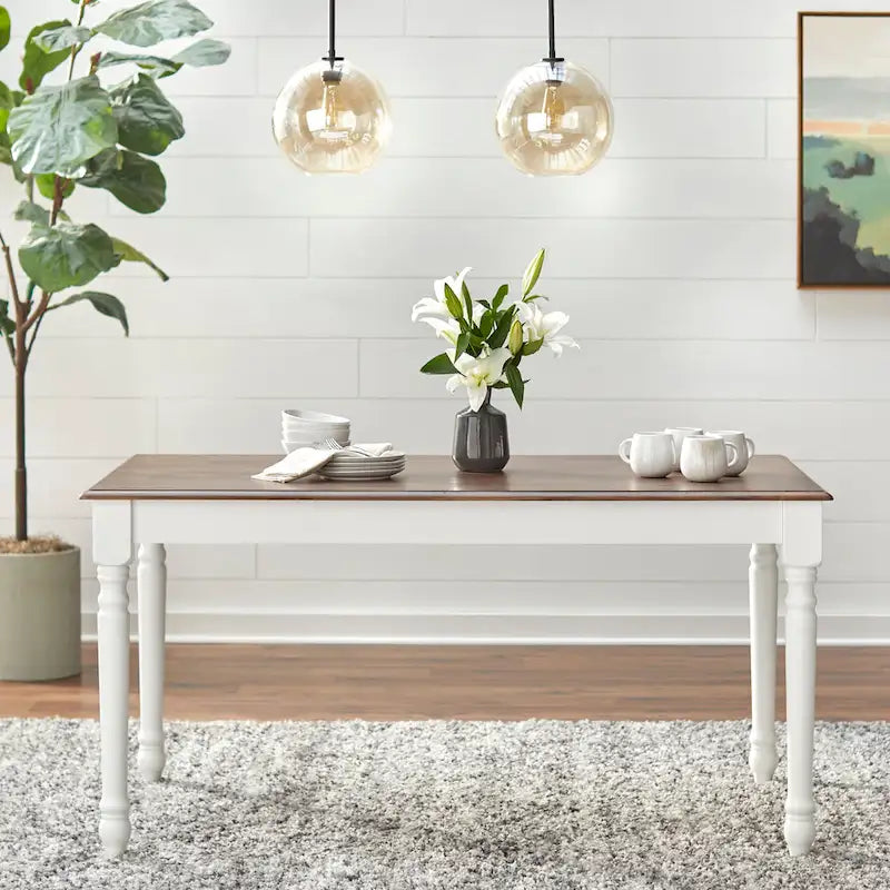 Table rectangulaire en Noyer/Caoutchouc blanc Skipton - Noyer