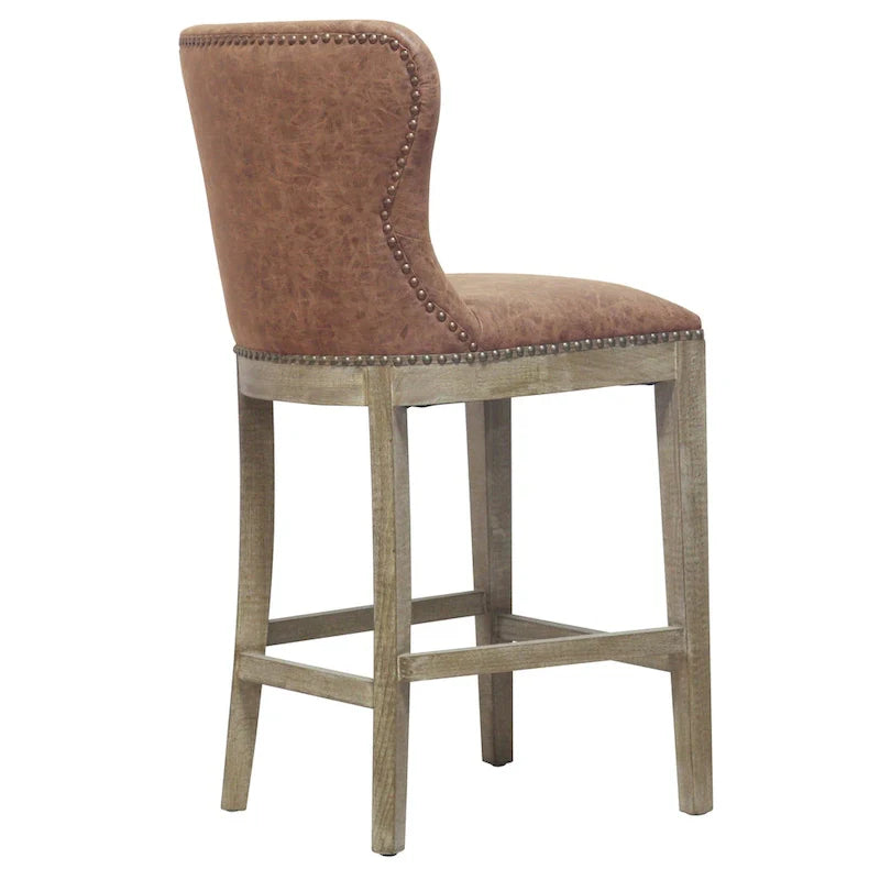 Tabouret de comptoir Dorsey en nubuck marron et gris