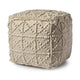 Pouf carré en laine crème Leroy avec détails popcorn