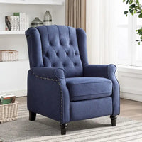 Fauteuil Inclinable à Dossier Poussé avec Dossier Capitonné et Pieds en Bois