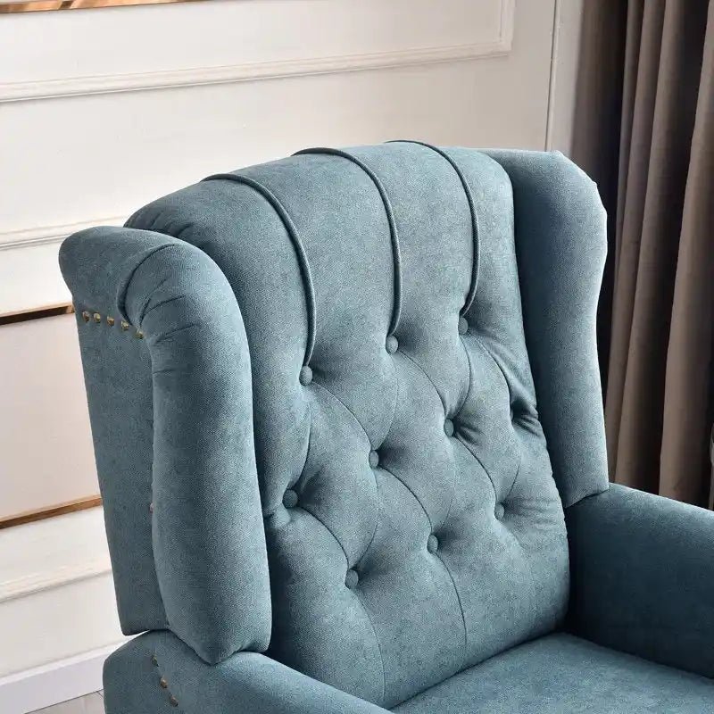 Fauteuil Inclinable à Dossier Poussé avec Dossier Capitonné et Pieds en Bois