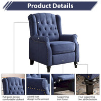 Fauteuil Inclinable à Dossier Poussé avec Dossier Capitonné et Pieds en Bois