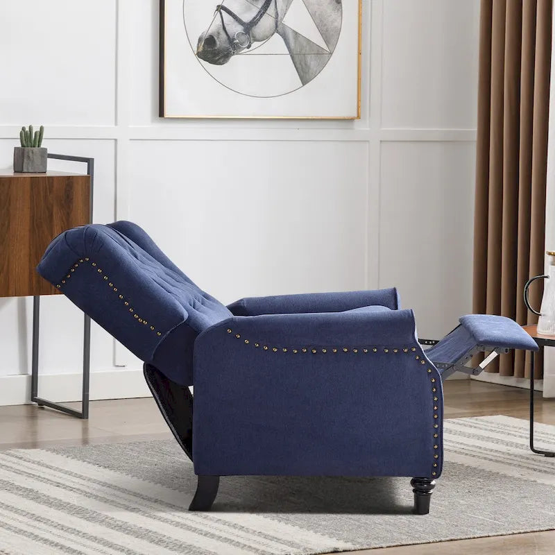 Fauteuil Inclinable à Dossier Poussé avec Dossier Capitonné et Pieds en Bois