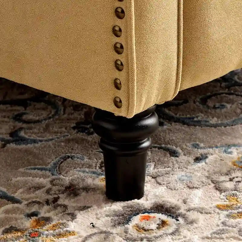 Fauteuil Inclinable à Dossier Poussé avec Dossier Capitonné et Pieds en Bois