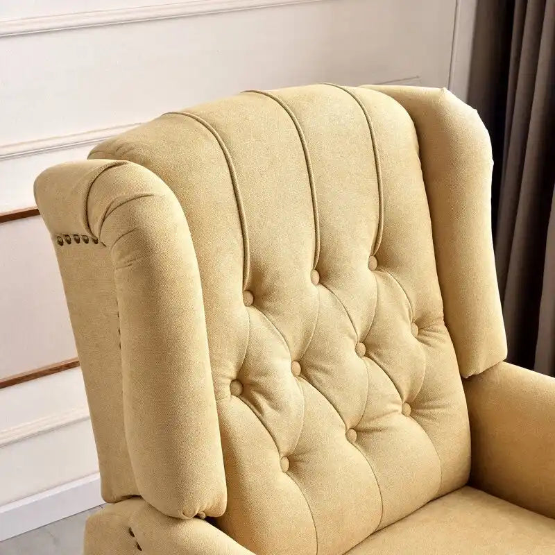Fauteuil Inclinable à Dossier Poussé avec Dossier Capitonné et Pieds en Bois