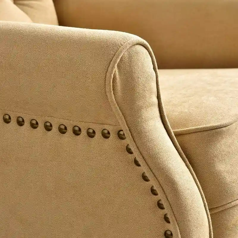 Fauteuil Inclinable à Dossier Poussé avec Dossier Capitonné et Pieds en Bois