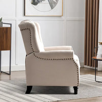 Fauteuil Inclinable à Dossier Poussé avec Dossier Capitonné et Pieds en Bois