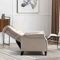 Fauteuil Inclinable à Dossier Poussé avec Dossier Capitonné et Pieds en Bois