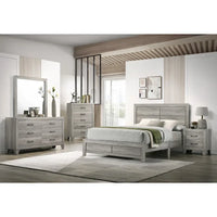 Jan Ensemble de chambre plateforme rustique gris 6 pièces