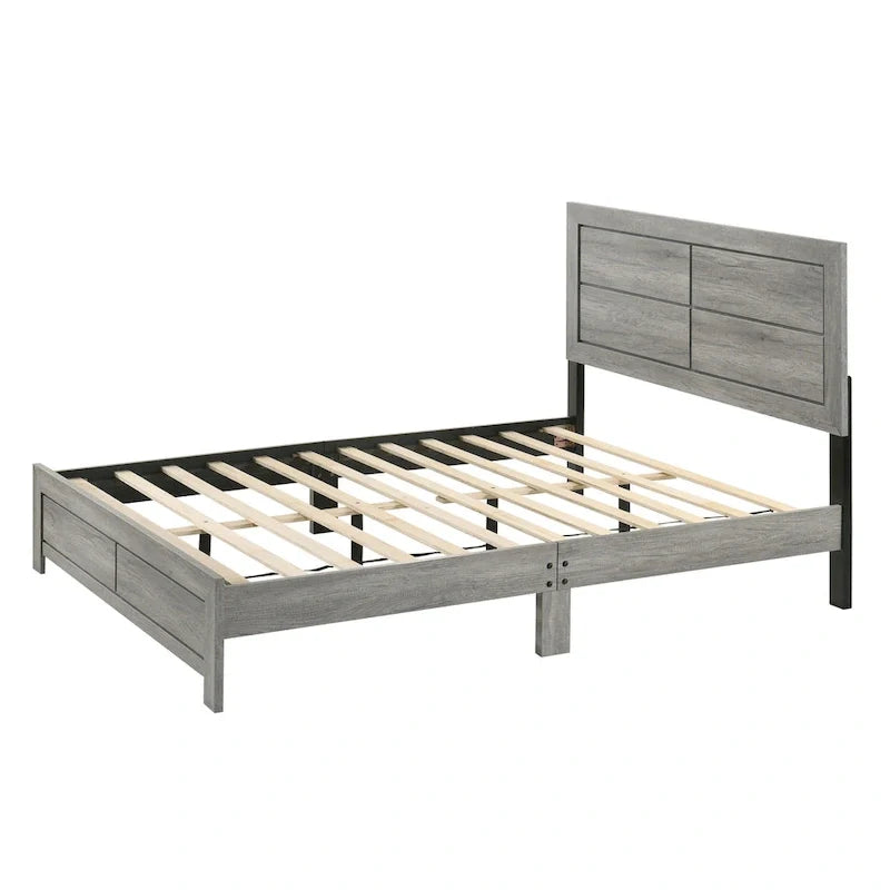 Jan Ensemble de chambre plateforme rustique gris 6 pièces