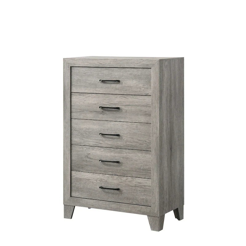 Jan Ensemble de chambre plateforme rustique gris 6 pièces