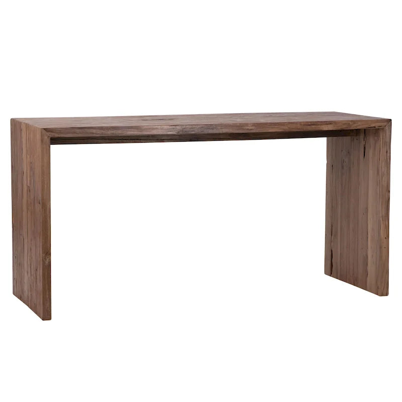 Bureau d'écriture rectangulaire Camila en teck recyclé de 60 pouces à plateau effet cascade