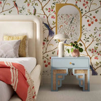 Table de chevet Suzie en bois et rotin