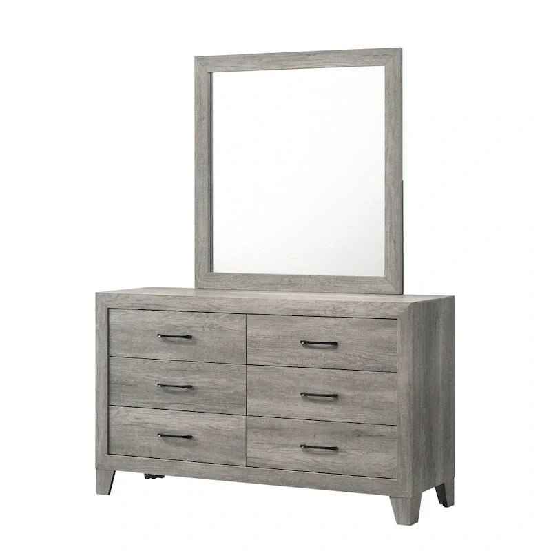 Ensemble de chambre plateforme rustique gris Jan 3 pièces