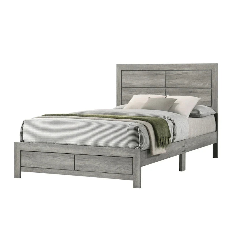 Ensemble de chambre plateforme rustique gris Jan 3 pièces