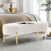 Banc ottoman, banc de lit rembourré pour entrée avec pieds en métal doré pour salon - 45,7*15,4