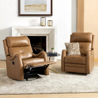 Lot de 2 Fauteuils Inclinables Pivotants à Bascule FrancoModern en Cuir Véritable avec Clous Décoratifs par HULALA HOME