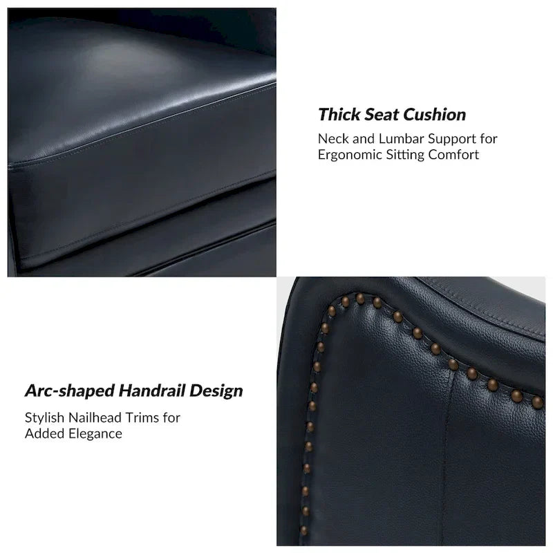 Lot de 2 Fauteuils Inclinables Pivotants à Bascule FrancoModern en Cuir Véritable avec Clous Décoratifs par HULALA HOME