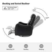 Lot de 2 Fauteuils Inclinables Pivotants à Bascule FrancoModern en Cuir Véritable avec Clous Décoratifs par HULALA HOME