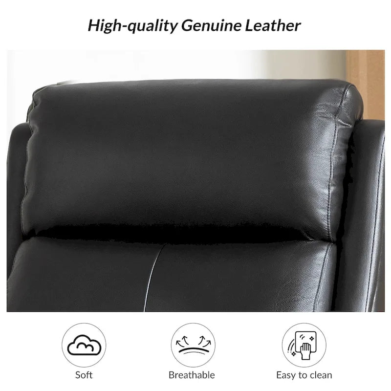 Lot de 2 Fauteuils Inclinables Pivotants à Bascule FrancoModern en Cuir Véritable avec Clous Décoratifs par HULALA HOME